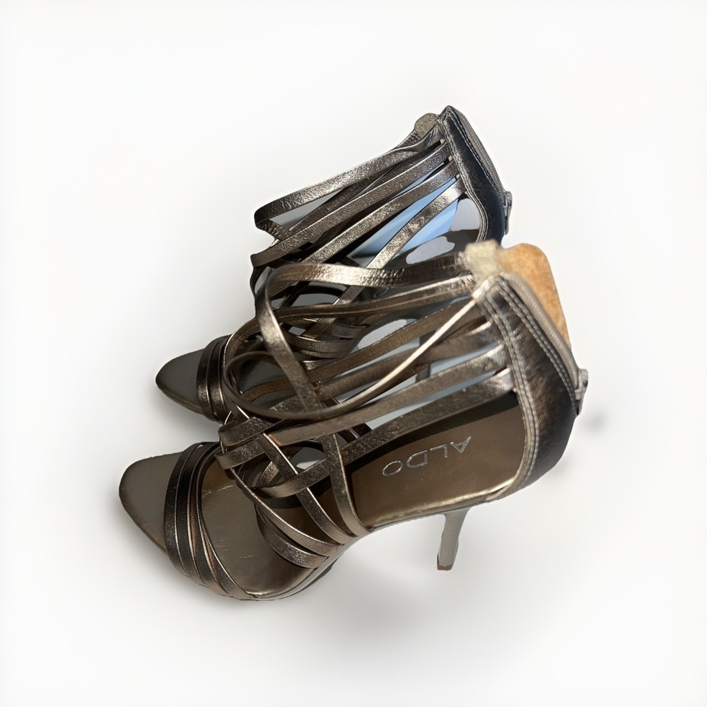 ALDO Metallic Gold Strappy Stiletto Sandals Size EU-37, US- 6.5 - Picture 6 of 7
